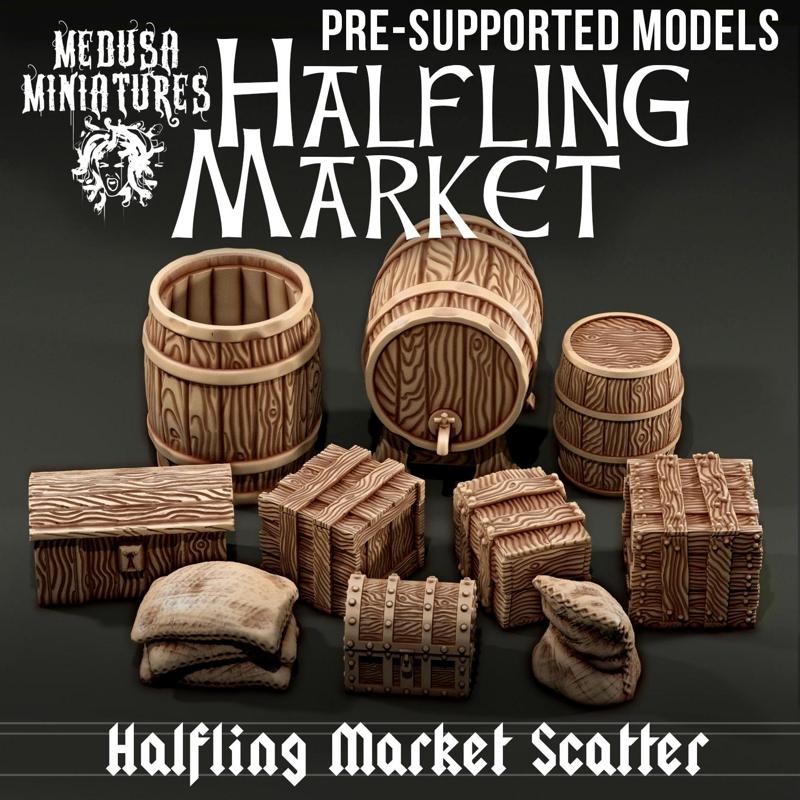 Halfling Market Scatter – Barrels, Crates & Sacks Miniature Set