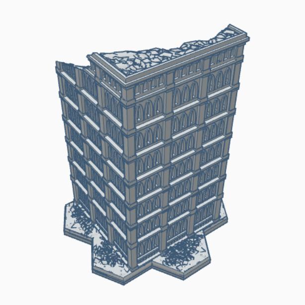 Gothic Ruined Building 106 with Hex Base GRHB106