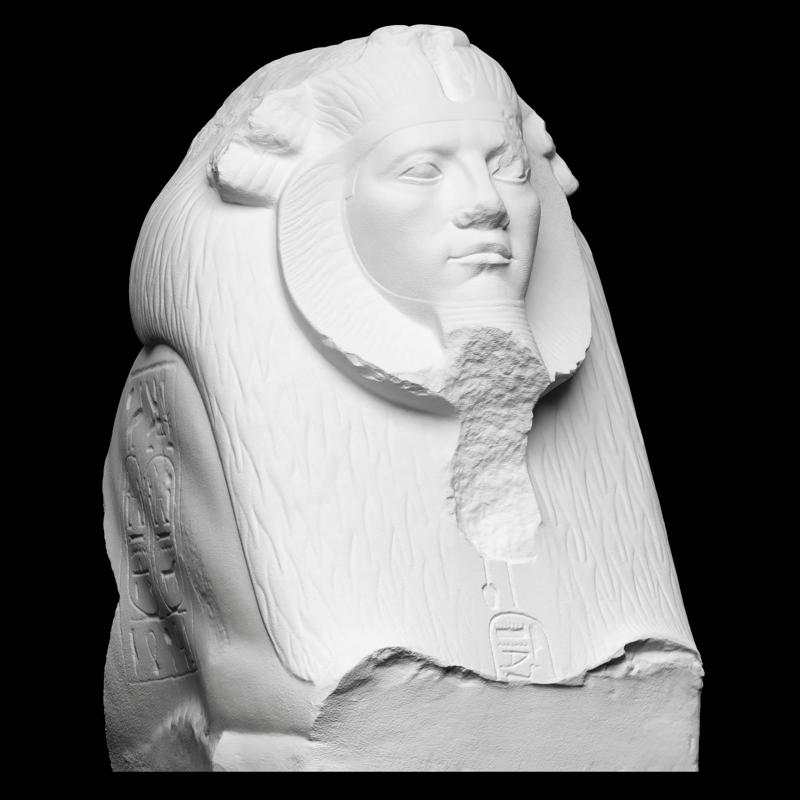Head and forebody of sphinx with the facial features of Amenemhet