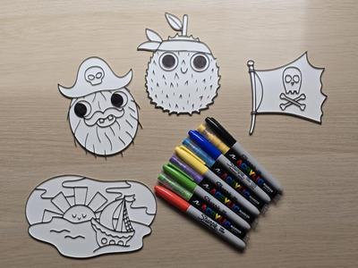 Pirate Fruit Flag Fun Coloring Boat