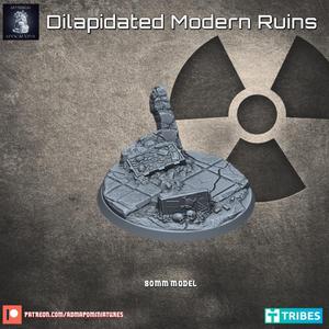 Dilapidated Modern Ruins 80mm base