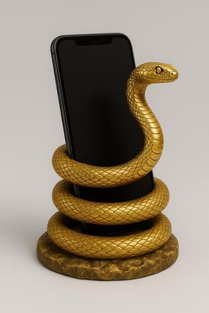 Golden Snake Spiral Phone Holder – Unique 3D Printed Smartphone Stand