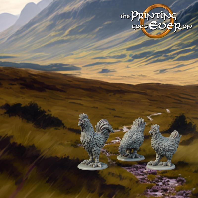 Chickens - Two Hens and Rooster - Presupported