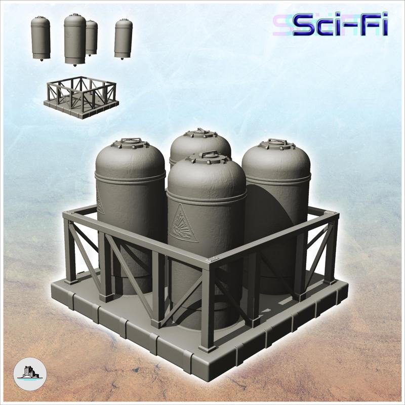 Cryogenic storage platform with four silos (21) - Future Sci-Fi SF Post apocalyptic Tabletop Scifi