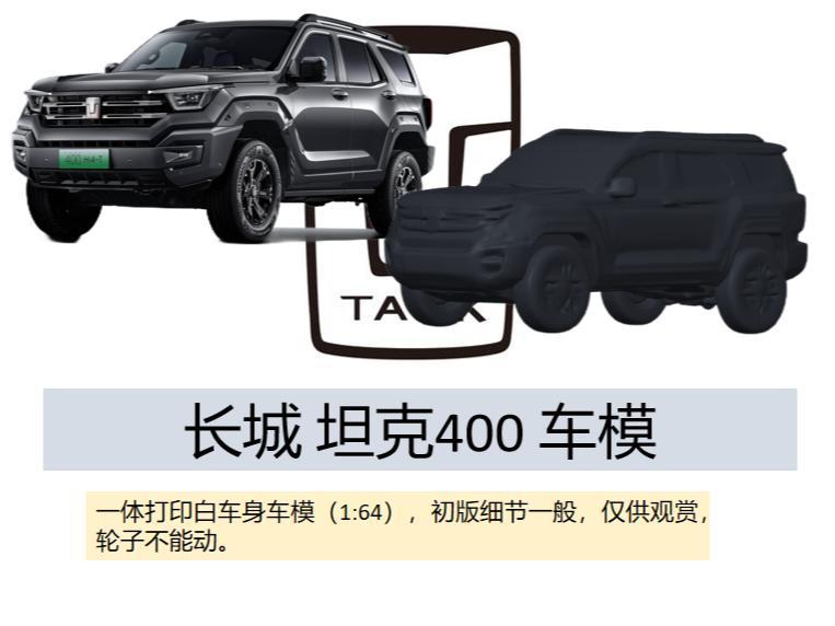 Great Wall Motors Tank 400 model car, 1:64 scale, small and cute, with supports, about 20 grams