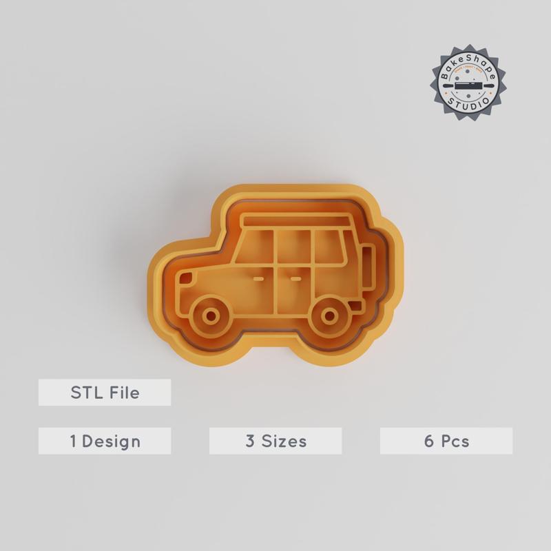 Spare Wheel Cutter & Stamp Set, Vehicle & Jeep Tire Shapes, Cookies & Fondant, S/M/L, 3D Print STL