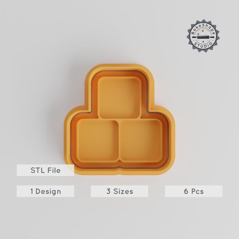 Cube Shape Cutter & Stamp Set, Perfect for Cookies and Fondant, Includes 6 Pieces, Sizes S/M/L, Educational and Baby Toy