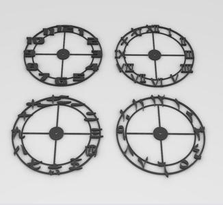 Set of 4 Large Clock Designs Modern Roman Arabic Chinese