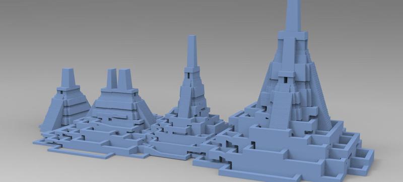 Aztec Ritual Maze With Pyramid 4 designs