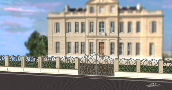 Castle gates - Railing and entry for castle - Art Deco