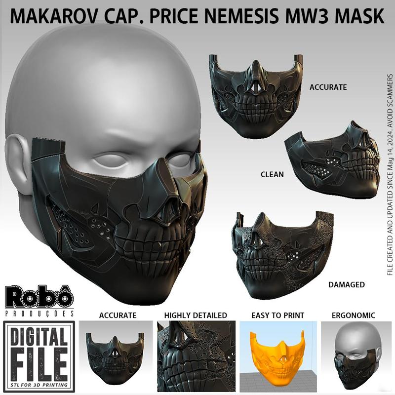 Makarov and Price Nemesis Mask MW3 - STL model 3D print file