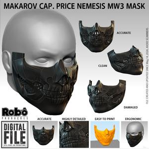 Makarov and Price Nemesis Mask MW3 - STL model 3D print file