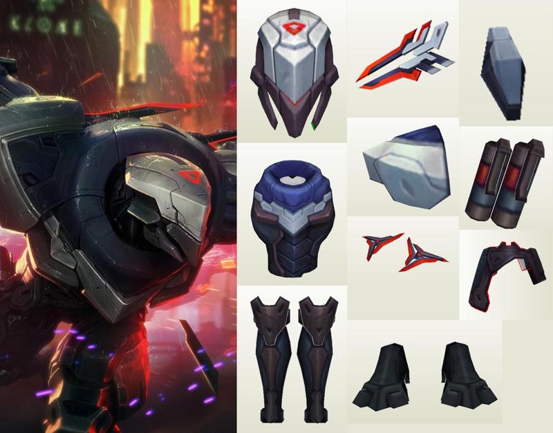 League of Legends - Project Zed Armor - Cosplay Wearable Armor - Pepakura EVA Foam Template - PDO Pattern File Only