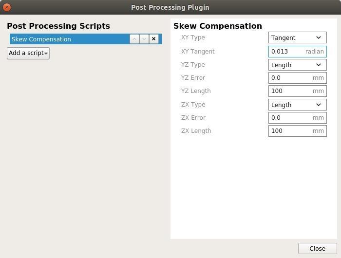 Cura Skew Compensation Post Proc Script