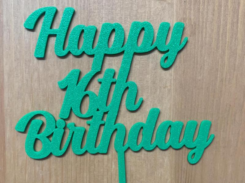 Happy 16 Birthday cake topper