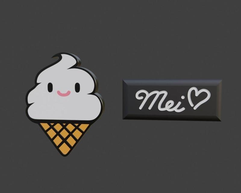 Mei Overwatch Sprinkles Icecream Badges prop cosplay set 3d model (stl file) for printing