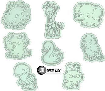 ANIMAL COOKIE CUTTER, ANIMAL COOKIE CUTTER, LAND ANIMALS, KAWAI, BABY CHILDREN ANIMALS, COW,DUCK