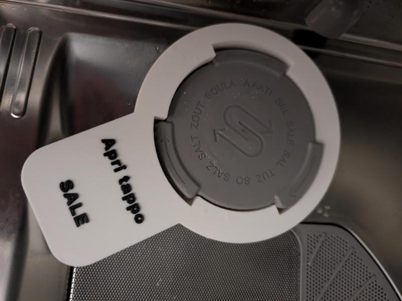 Dishwasher salt cap opener