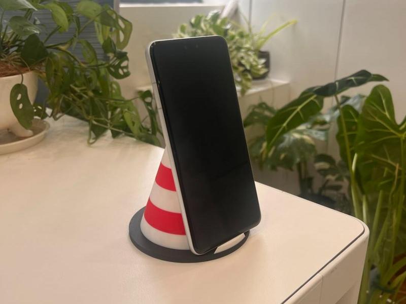 Traffic cone phone holder