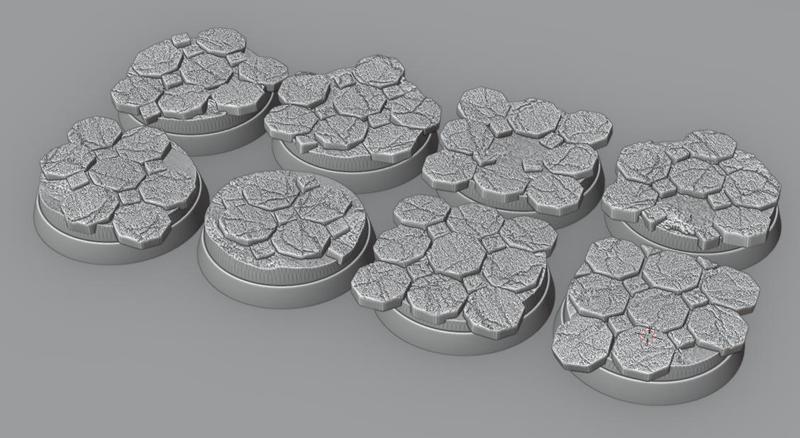 8x 32mm base with weathered tiles  (+toppers)