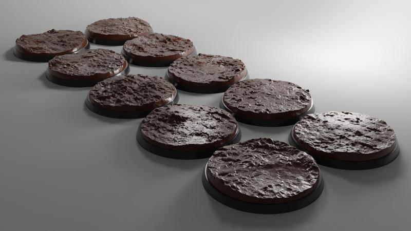 10x 60mm base with muddy ground (+toppers)