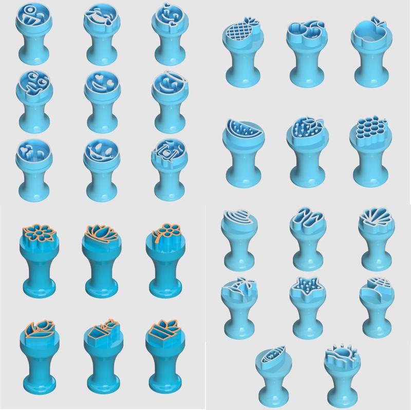 Marker stamps for brigadeiros and sweets, kit with 4 sets