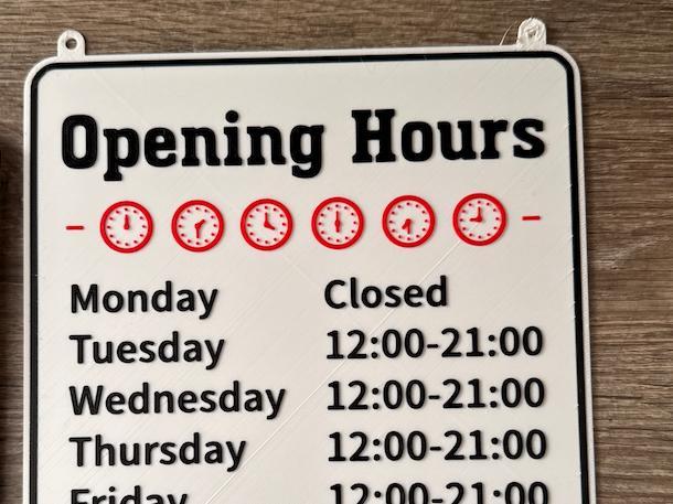 Customizable Opening Hours Sign