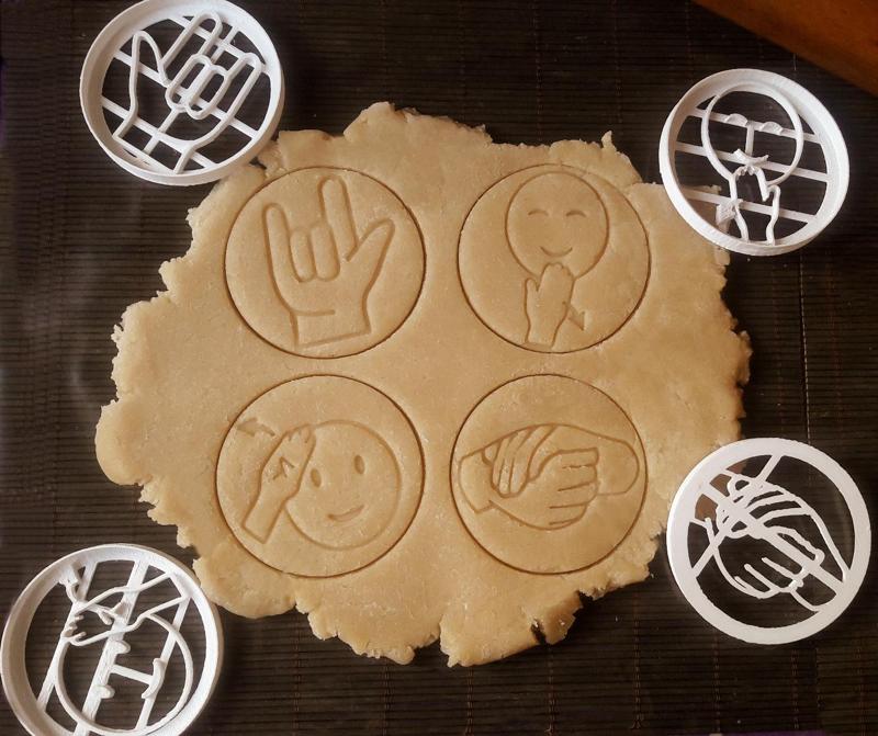 x4 Sign language cookie cutter dough - universal, hands friend, love u, hello, thanks