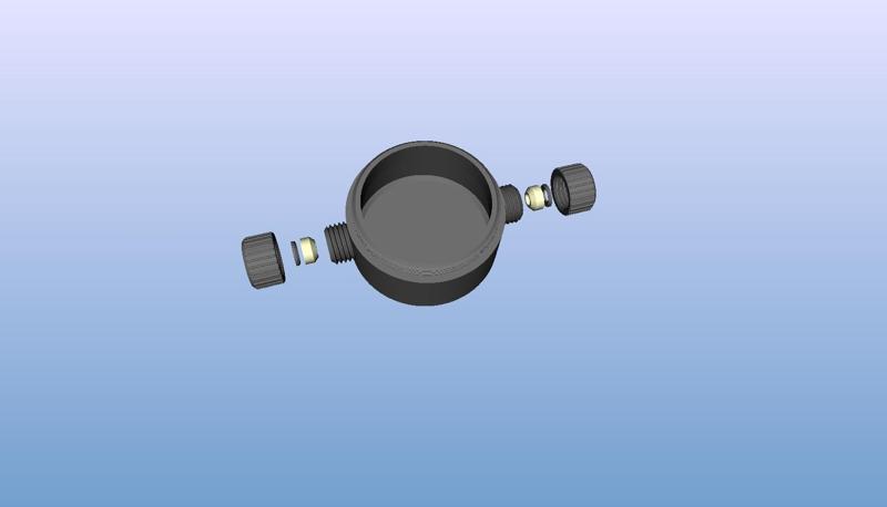 Circular watertight junction box (2 sockets, cables, hoses) useful in home automation, electricity, electronics, shelly