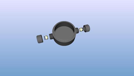 Circular watertight junction box (2 sockets, cables, hoses) useful in home automation, electricity, electronics, shelly