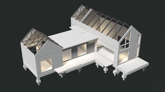 Precast house under construction