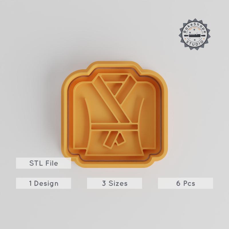 Kimono Shape Cutter & Stamp Set, 6-Piece, Cookie & Fondant Tool, S/M/L Sizes, Martial Arts Robe, Karate, Judo, Oriental, Traditional Garment PRODUCT_4490