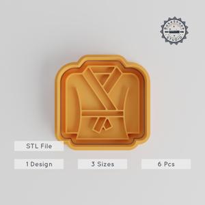 Kimono Shape Cutter & Stamp Set, 6-Piece, Cookie & Fondant Tool, S/M/L Sizes, Martial Arts Robe, Karate, Judo, Oriental, Traditional Garment PRODUCT_4490