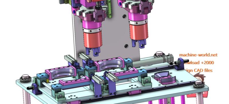 industrial 3D model two station automatic bottle capping device