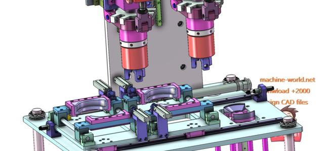 industrial 3D model two station automatic bottle capping device