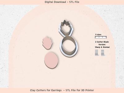 Boho 11 Clay Cutter for Polymer Clay | Digital STL File | Clay Tools | 5 Sizes Summer Clay Cutters, 2 Cutter Versions