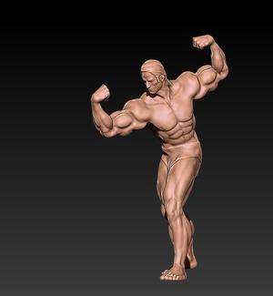 Body builder muscle flexing