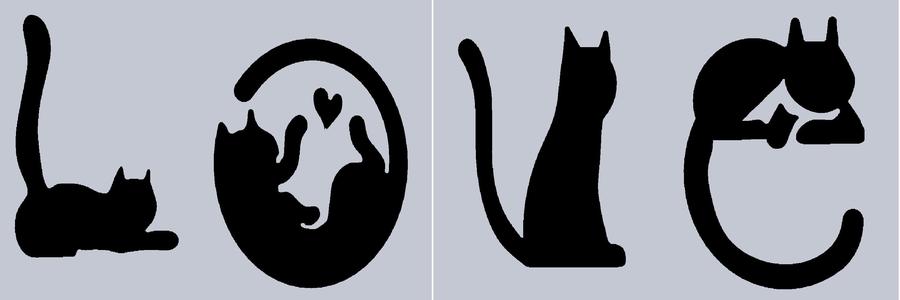 Love Cats 3d-printing Wall Decor - Set of 4