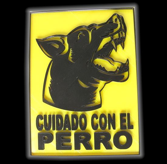 Doberman dog head with Beware of Dog sign