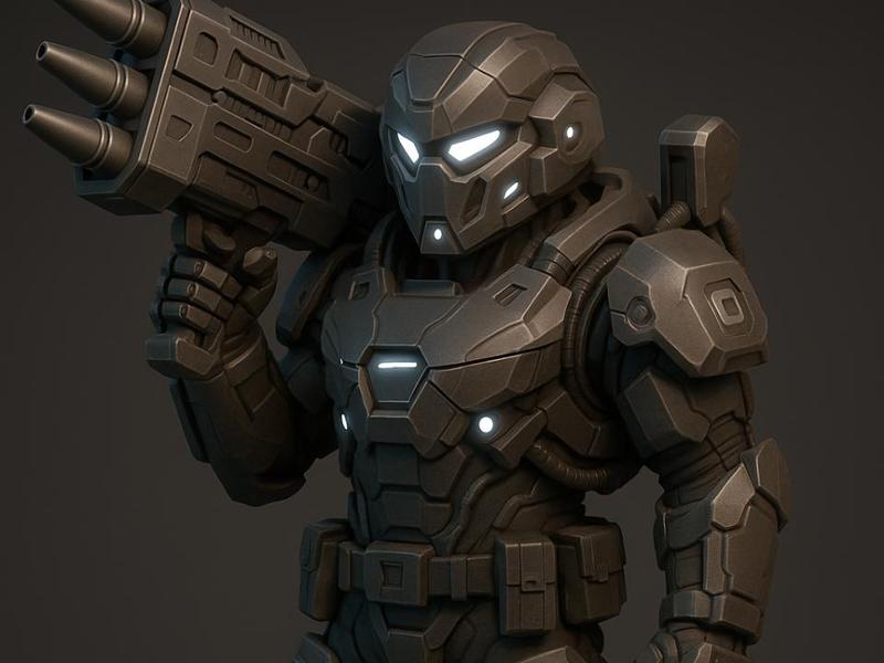 Futuristic Heavy Soldier with Rocket Launcher
