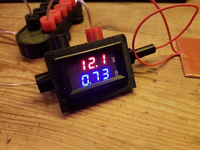 small 10A in Line LED Desk Ampere/Volt-Meter Housing with 4mm Banana Terminals