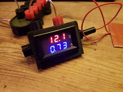 small 10A in Line LED Desk Ampere/Volt-Meter Housing with 4mm Banana Terminals
