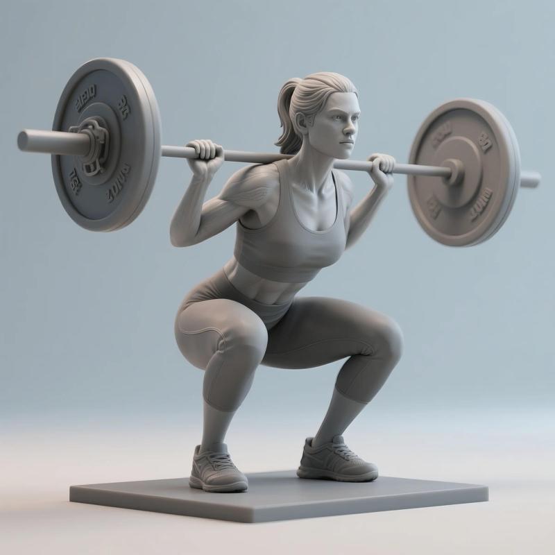 Female Barbell Squat – Mid-Motion Gym Pose