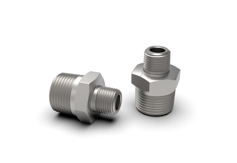 Reducing pipe hex nipple pipe fitting 3/4" NPT to 3/8" NPT