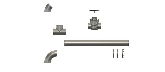 Industrial pipes and shut-off valve - Industrie Rohre und Absperr ventil 1:35