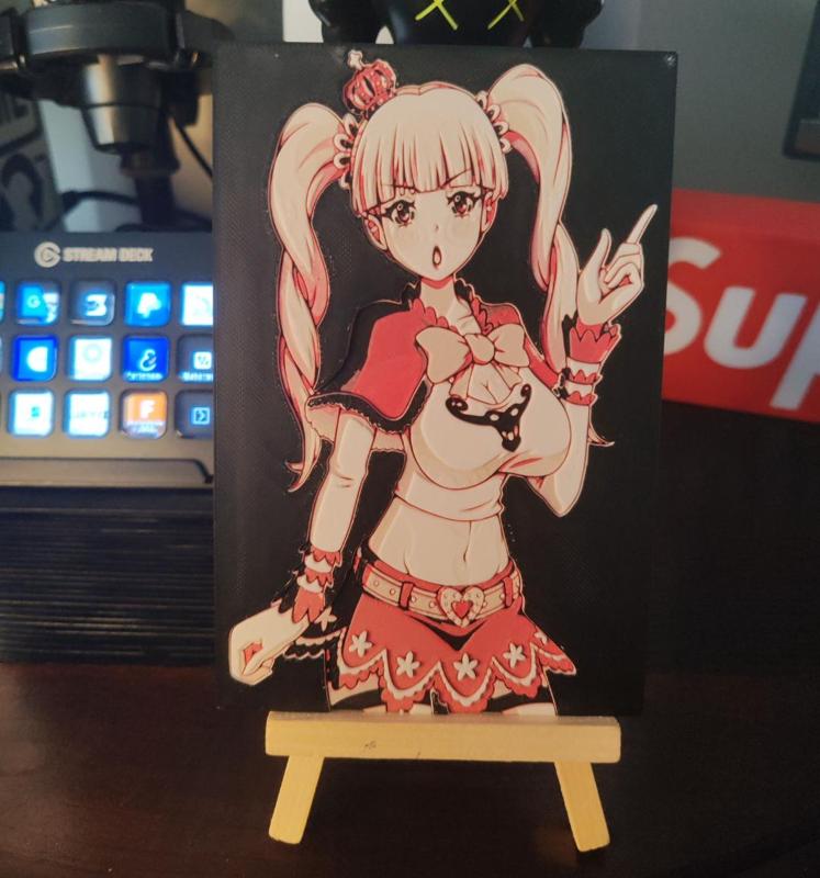 Hueforge Manga Character Charlotte Pudding in Four Colors