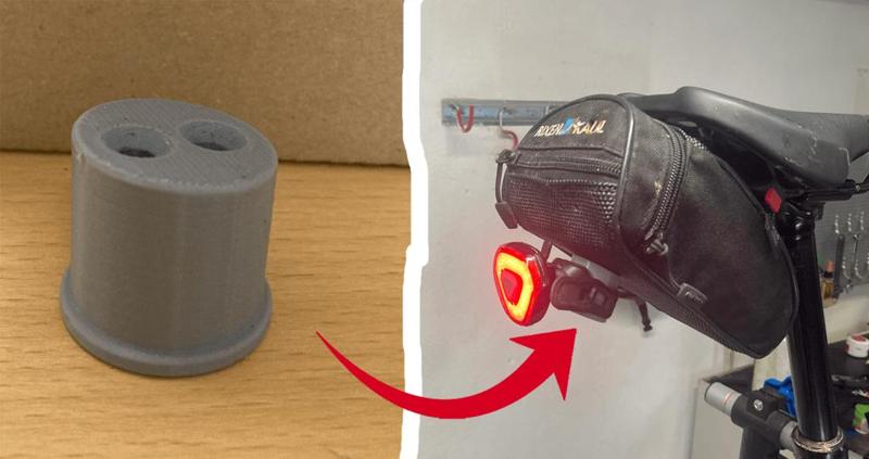 Rear bike light holder for saddle bag.