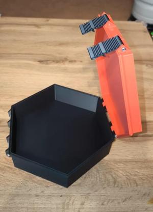 Closable box with clips and rubber seal.