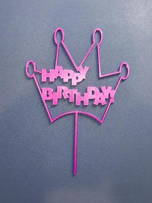 Happy Birthday Crown Cake Topper   