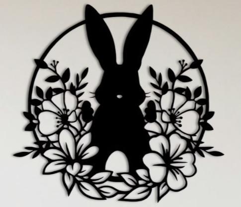 Wallart - Flower rabbit easter